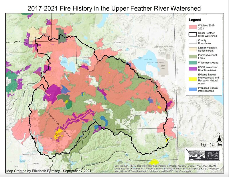 Friends of Plumas Wilderness fire history map of the Plumas County
